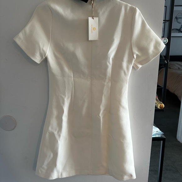 Cream Mini Dress with Black Peter Pan Collar for Wedding Guest - Picture 6 of 6